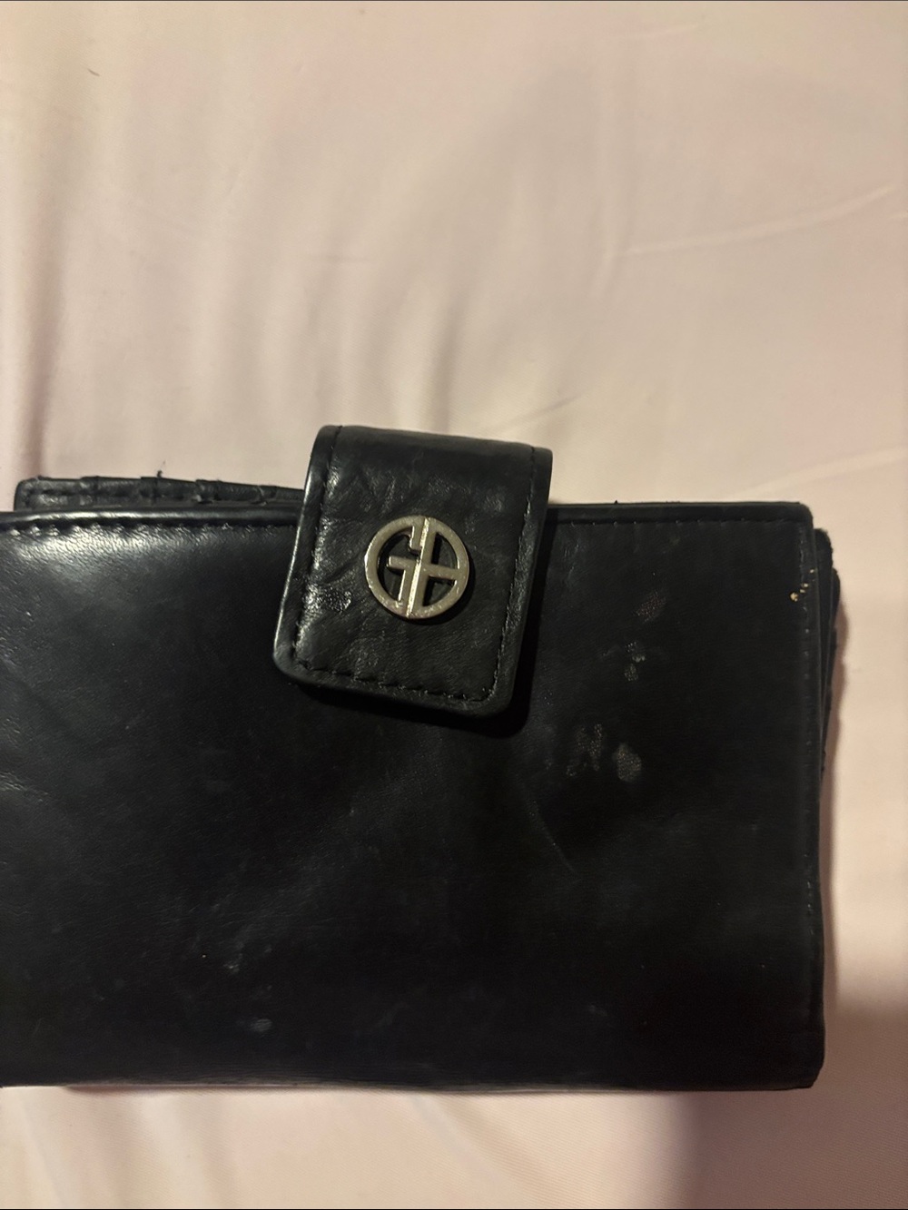 Giani Bernini Black Leather Wallet with Silver Tone Logo
